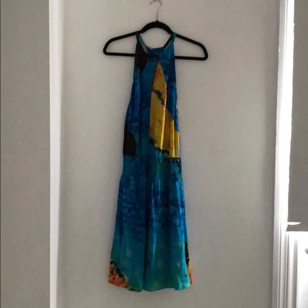 Silk Tracy Reese silk halter/racer back dress M